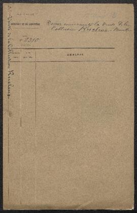 Dossier concernant la vente de la collection Ruelens (Bruxelles, 27 avril 1883) et un Intérieur h...