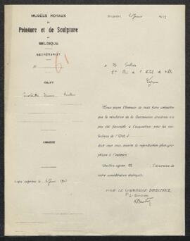 Dossier concernant un tableau de Contantin Meunier représentant un Mineur du pays borin, offert e...