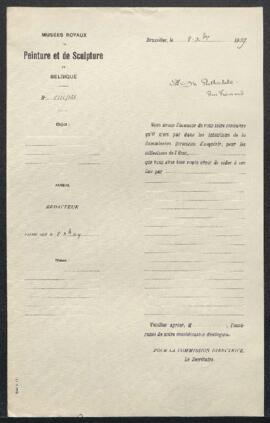 Dossier concernant trois oeuvres offertes en vente par Mr D. Rothschild (Bruxelles), à savoir un ...