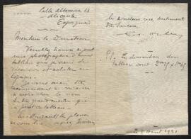 Dossier concernant une demande de renseignements émanant de Gaston Otlet (Espagne, Alicante / Fra...