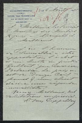 Lettre concernant un Buste du peintre Gallait par Carrier Belleuse offert en vente par l’antiquai...