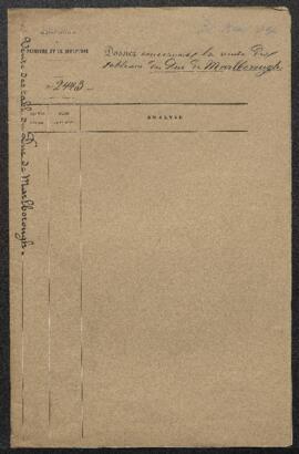 Dossier concernant la mise en vente à Londres de la collection du duc de Malborough. — Sans suite...