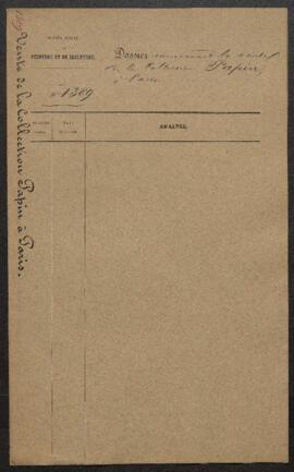 Dossier concernant la vente de la collection Papin (Paris, hôtel Drouot, mars 1873) et les tablea...