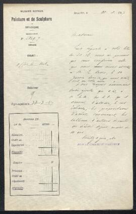 Dossier concernant La commission des combattants de 1830, tableau non attribué, propriété de Mme ...