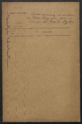 Dossier concernant un tableau de J[an] van Huysum, offert en vente par Mr Van de Slycke (Anvers)....