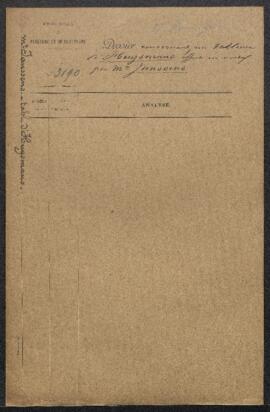 Dossier concernant un Paysage peint par Huysmans de Malines, offert en vente par Mr E. Janssens (...