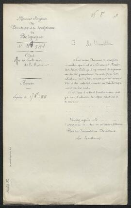 Dossier concernant le Portrait de De Schampheleer peint en 1871 par [Jean] De la Hoese, offert en...