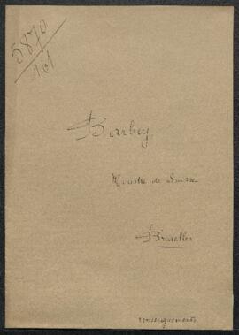 Dossier concernant les coordonnées de marchands d’estampes et gravures de l’école flamande et hollandaise, demande de Mr Barbey, Ministre de Suisse auprès de la Légation Suisse (Bruxelles).