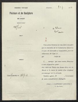 Dossier concernant plusieurs tableaux offerts en vente par le chevalier Gaston de Gilman de Zeven...