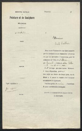 Dossier concernant un tableau du peintre anversois Wilhelm [Willem] Linnig Junior, sujet non spéc...