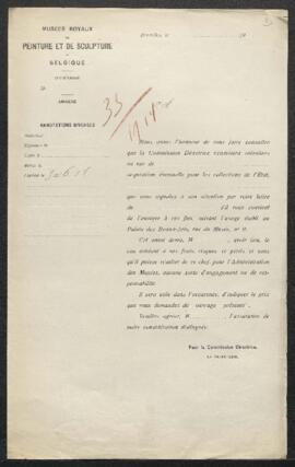 Dossier concernant une grande quantité de tableaux de maîtres dont un Buveur de [Harmensz.] Rembr...