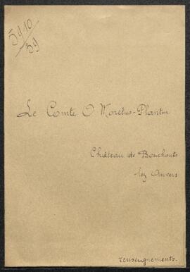 Dossier concernant une demande de renseignements de Mr le comte O. Moretus-Plantin (Bouchout lez ...