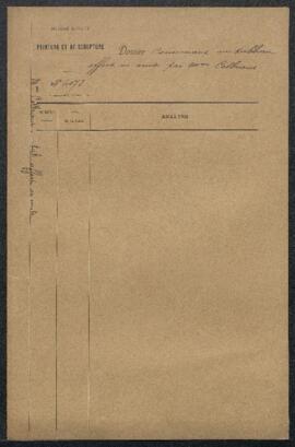 Dossier concernant un Portrait par Van Schendel, offert en vente par Mme Colbrandt (Bruxelles). —...