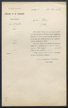 Dossier concernant une demande de renseignements de Mr Jos. Péters (Ixelles) sur un tableau ancien.