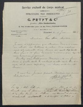 Dossier concernant une demande de renseignements émanant de Félix Vanderstraeten (Schaerbeek), à ...