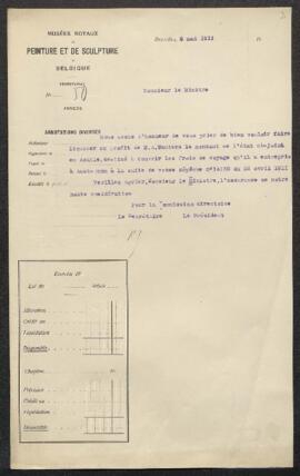 Dossier concernant la participation de MM H. Hymans et A. V. Wauters à la vente de tableaux ayant...