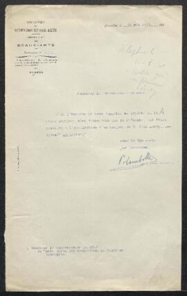 Dossier concernant un tableau de Jean Laudy intitulé La lecture, offert en vente par l'artiste (B...