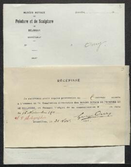 Dossier concernant plusieurs tableaux, dont Orphée charmant les animaux de Jan Breughel, Les Usur...