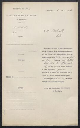 Dossier concernant une miniature de Modeste Leclercq représentant Un autoportrait, offerte en ven...