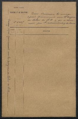 Dossier concernant le placement provisoire dans les salles vides attenantes au Palais des Beaux-Arts de travaux des académies et écoles de dessin destinés à figurer à l’Exposition internationale.
