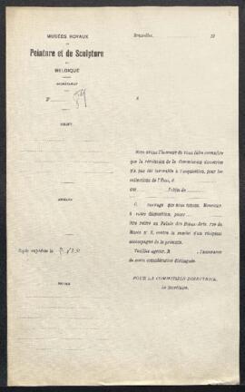 Dossier concernant un tableau sur lequel fut découverte la signature de P[eter] P[aul] Rubens ave...