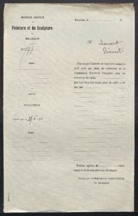 Lettre du Musée refusant l’offre de Mr Laurent (Dinant).