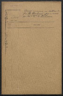 Dossier concernant un Portrait exécuté en 1843 par feu B. De Loose, offert en vente par Mme veuve...