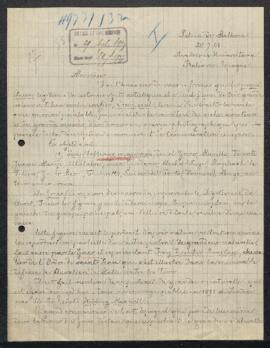 Lettre concernant une offre de vente de collections diverses dont une collection de tableaux comp...