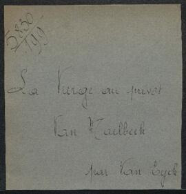 Dossier concernant La Vierge au prévôt van Maelbeek, triptyque de Jan van Eyck, offert en vente p...