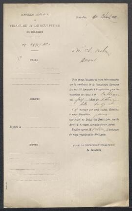 Dossier concernant un tableau de Jean Baptiste Madou, offert en vente par Mr Charles Molein (Antw...