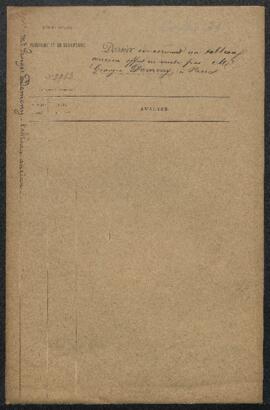 Dossier concernant un tableau attribué à Van Orley (sujet non mentionné), offert en vente par Mr ...