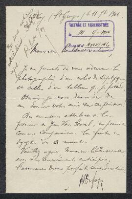 Lettre concernant une demande d’authentification de deux tableaux dont un donné à Jan van Scorel,...