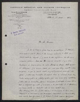 Correspondance échangée entre Van Puyvelde et le docteur Maurice d’Halluin (Lille) concernant l’e...