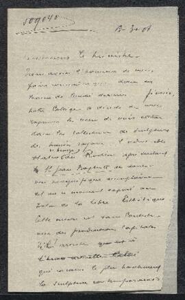 Copie de lettre de la commission du Musée au ministre lui demandant l’autorisation d’acquérir pou...
