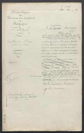 Dossier concernant Le Pardon tableau attribué à Alfred Stevens, offert en vente par Mme Dumagtne ...