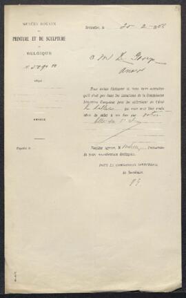 Dossier concernant deux Portraits peints par [Antoine] Wiertz, offerts en vente par Mr H. Pareyn ...