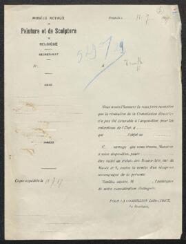 Dossier concernant un tableau ancien du XVIe ou XVIIe siècle attribué à Bodson représentant un Vi...