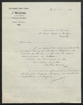 Dossier concernant la demande de renseignements de Mr J. Materne (Montignies-sur-Sambre) sur un t...