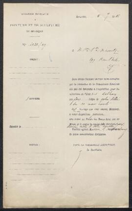 Dossier concernant Le Chant du Prisonnier et Le Désespoir Maternel tableaux donnés à Louis Gallai...
