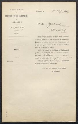 Dossier concernant une demande de renseignements émanant de Mr Ph. Wyckaert (Bruxelles) sur un ta...