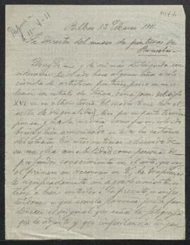 Lettre de Antonio de Gorostiza (Espagne, Bilbao) demandant à quelle école flamande du XVIe appart...