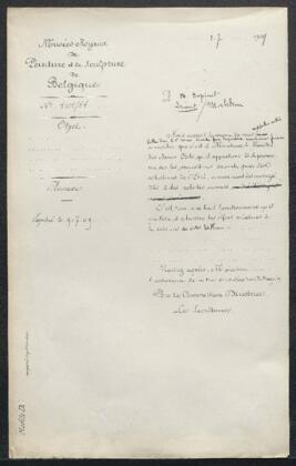 Dossier concernant un tableau de C[aroline] Espinet représentant Le Blavet à [illisible], offert en vente par l'artiste (France, Lorient). — Offre refusée.