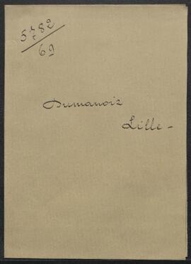 Dossier concernant une demande de renseignements de Mr Dumanoir (France, Lille) relative à un tab...