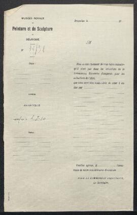Lettre circulaire du secrétaire de la commission directrice des Musées royaux de peinture et de s...