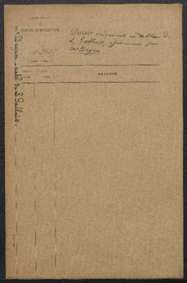 Dossier concernant un tableau de Louis Gallait représentant La condamnation de Marie Stuart, offe...