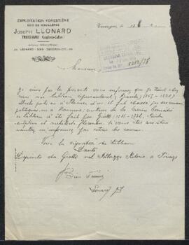 Lettre concernant un Portrait de Dante, tableau de Giotto, offert en vente par Mr Léonard (Trusso...