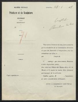 Dossier concernant une oeuvre donnée à [Henri] Bellery offerte en vente par Mr G. Craplet (France...