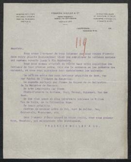 Lettre de Frederik Muller & Cie annonçant une exposition de tableaux anciens dans leur galeri...