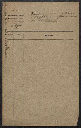 Dossier concernant un Paysage attribué à Hobbema, offert en vente au gouvernement par Mr G. Piéro...