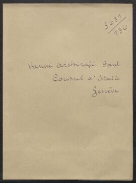 Dossier concernant la demande de renseignements de Paul Lanni Archirafi, consul d’Italie à Genève (Suisse) sur un petit tableau en sa possession, signé Daniel Vertangen.